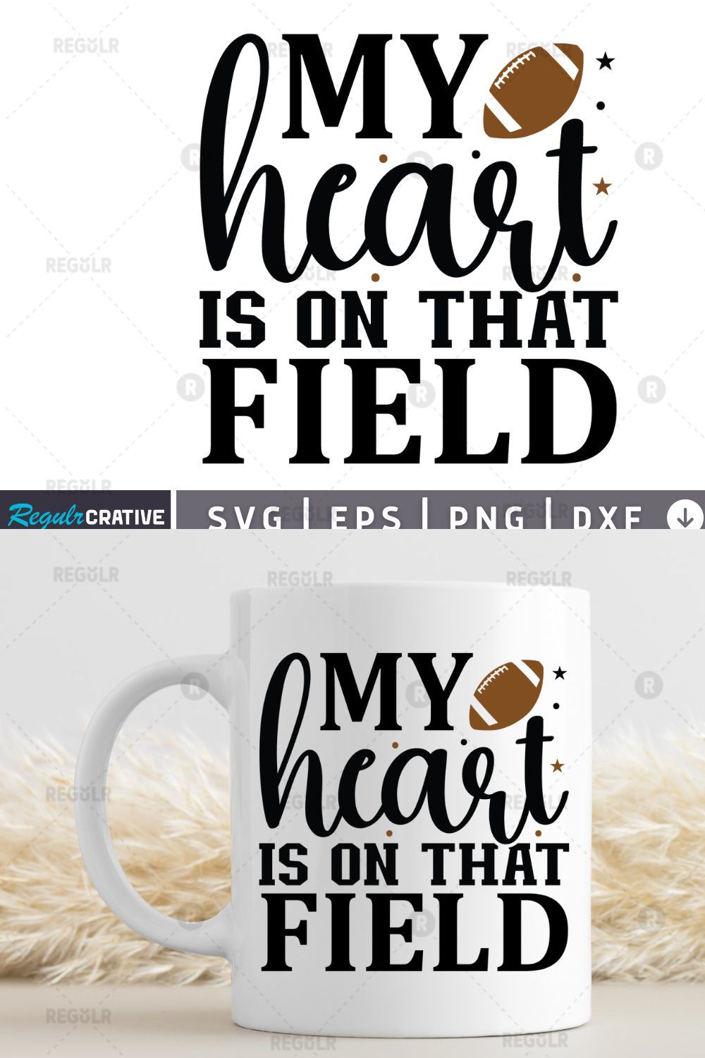 my heart is on that field SVG pinterest preview image.