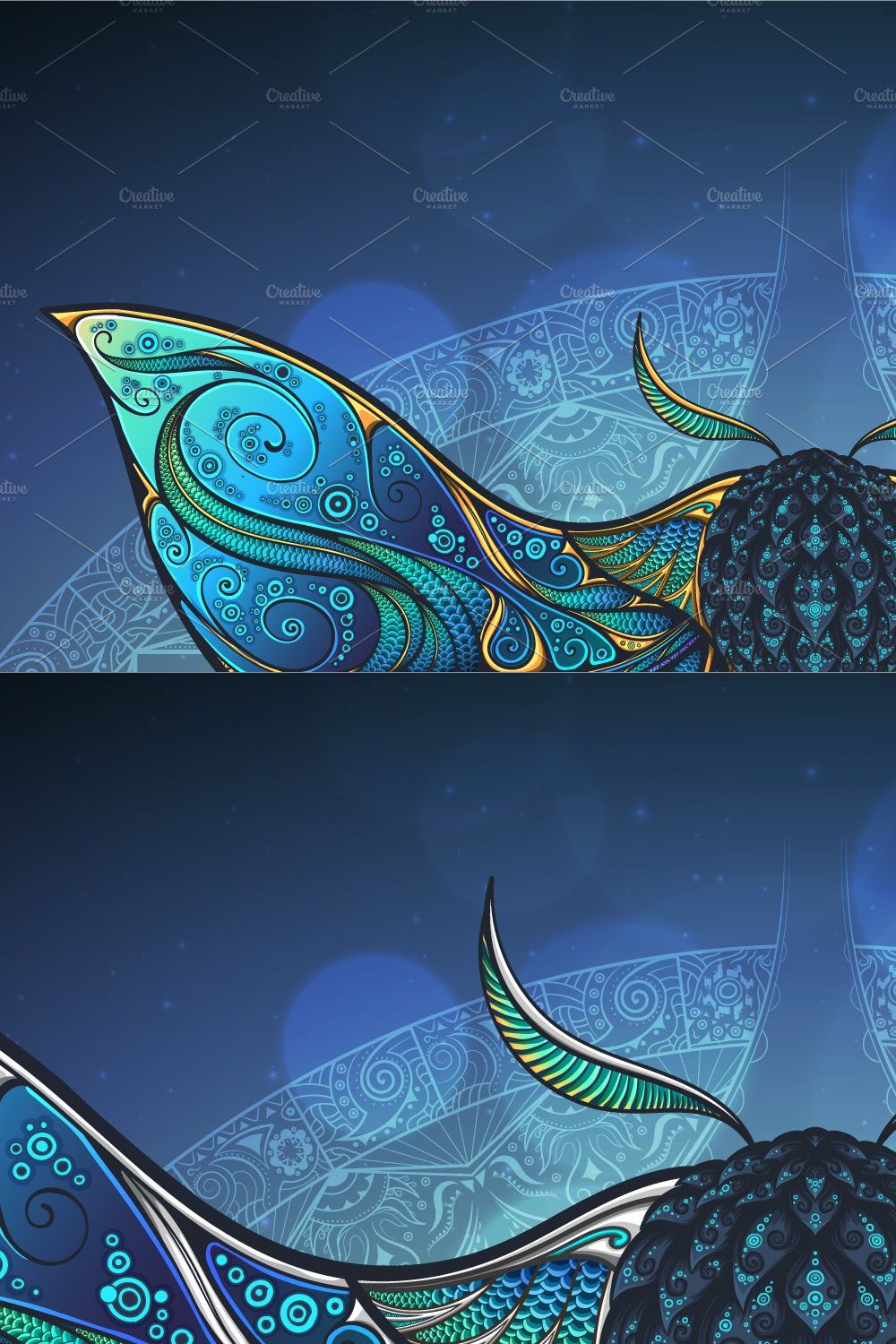 Mystic Moth vector illustration. pinterest preview image.
