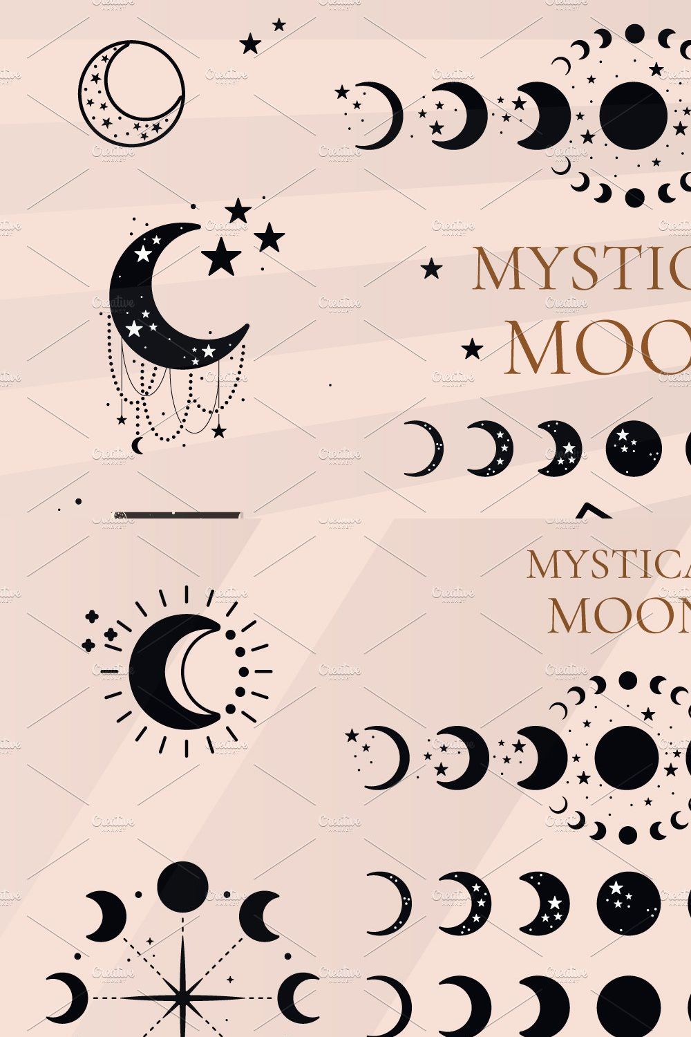 Mystical Moon and Stars pinterest preview image.