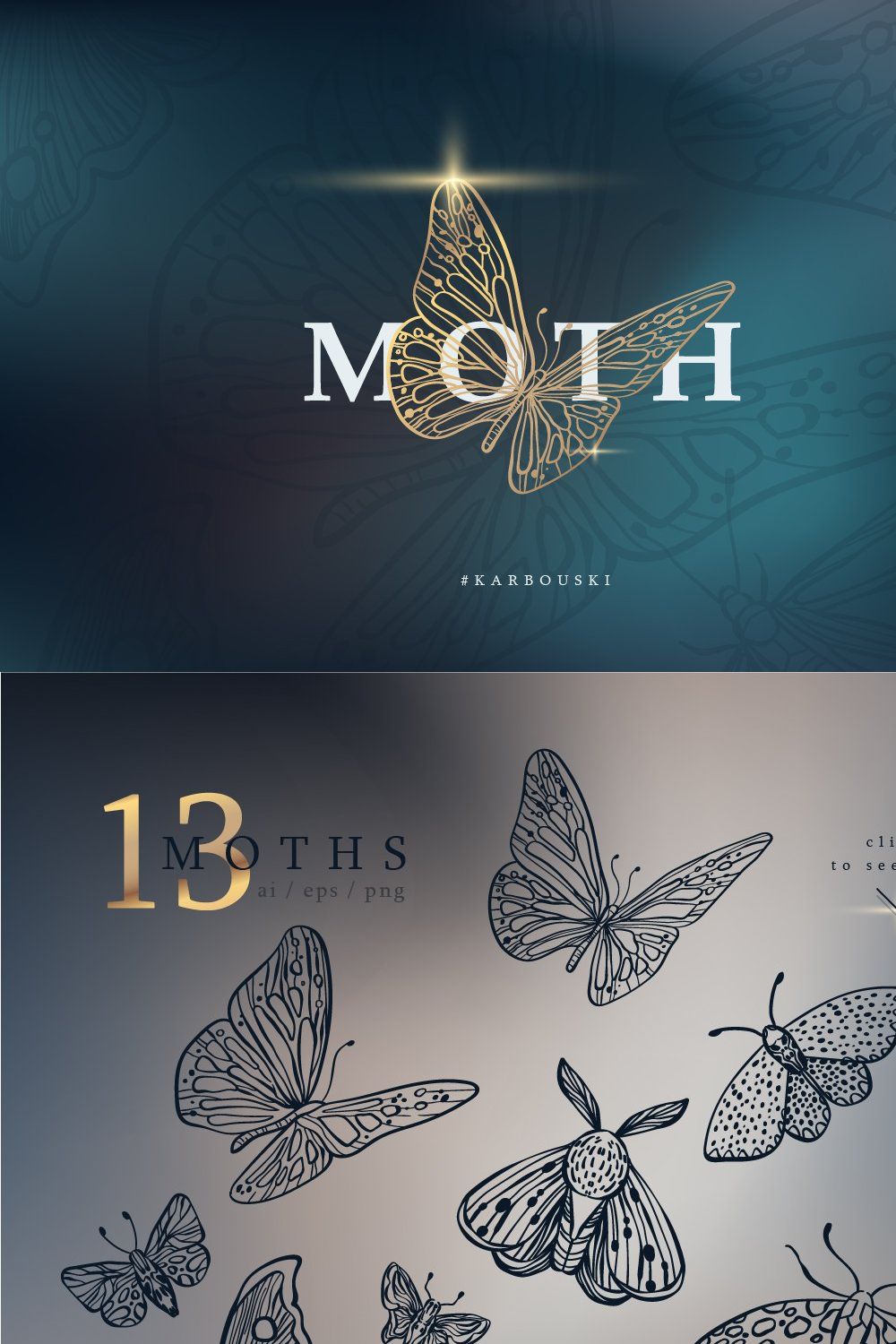 Mystical. Moth. Clip art pinterest preview image.