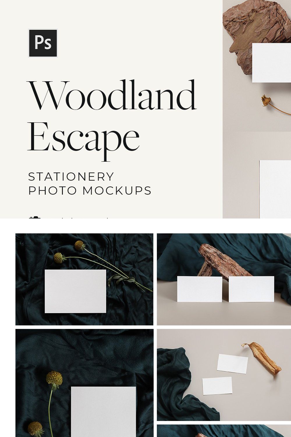 Natural Stationery Mockup Collection pinterest preview image.