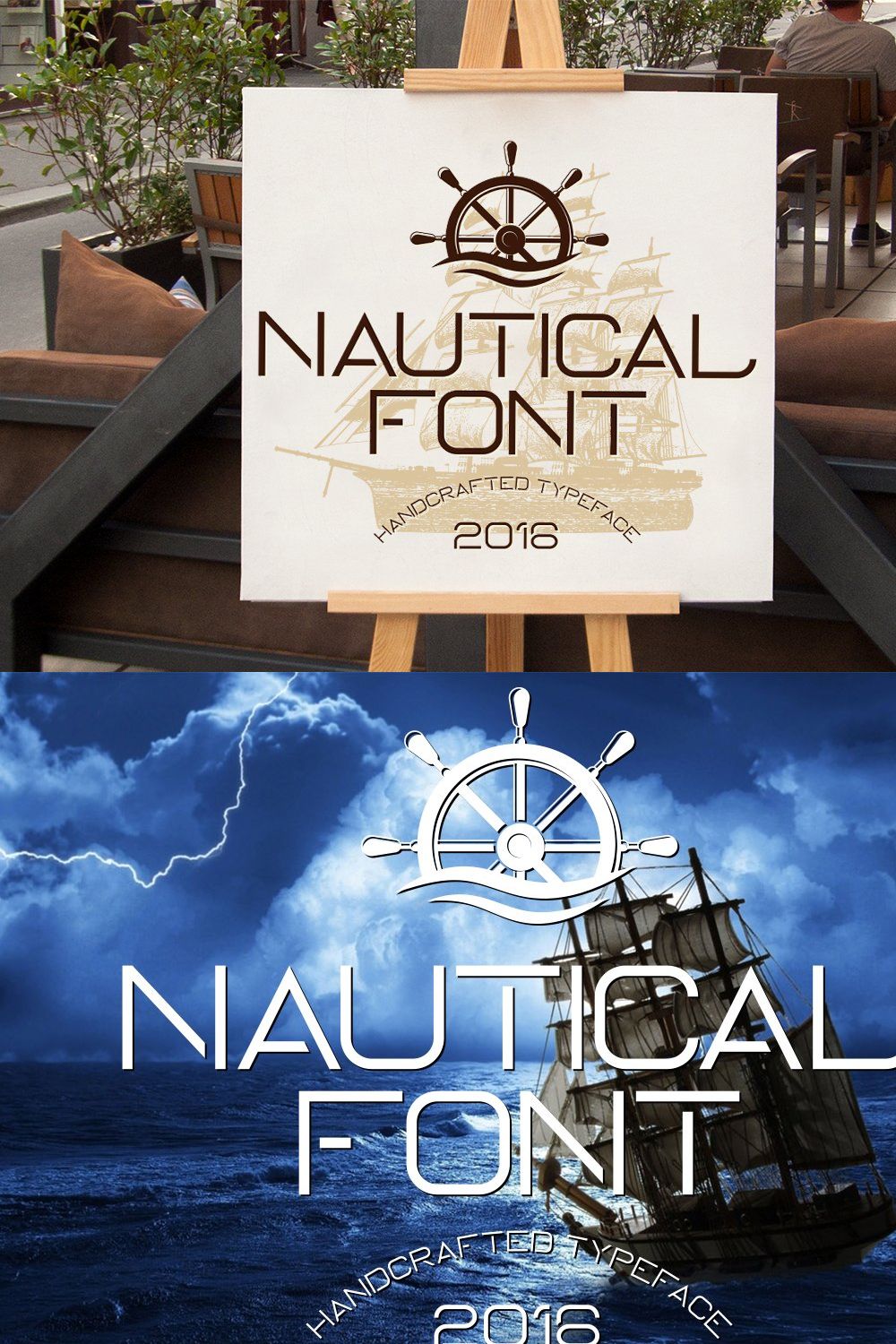 Nautical Typeface pinterest preview image.