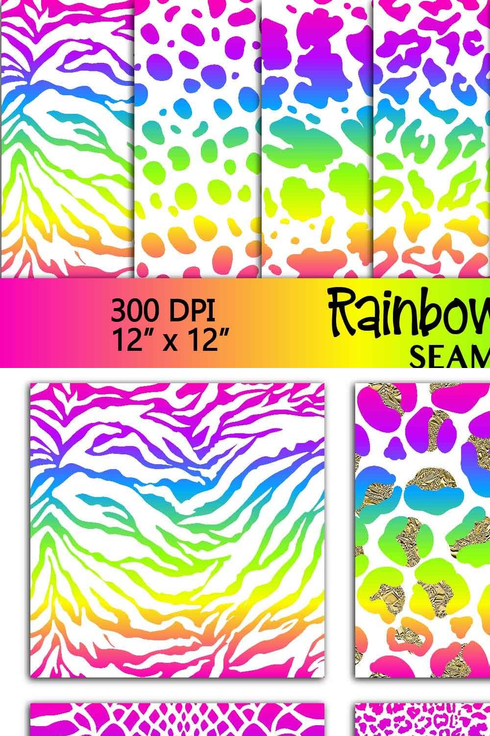 Neon Rainbow Zebra Stripes Animal Print Fabric