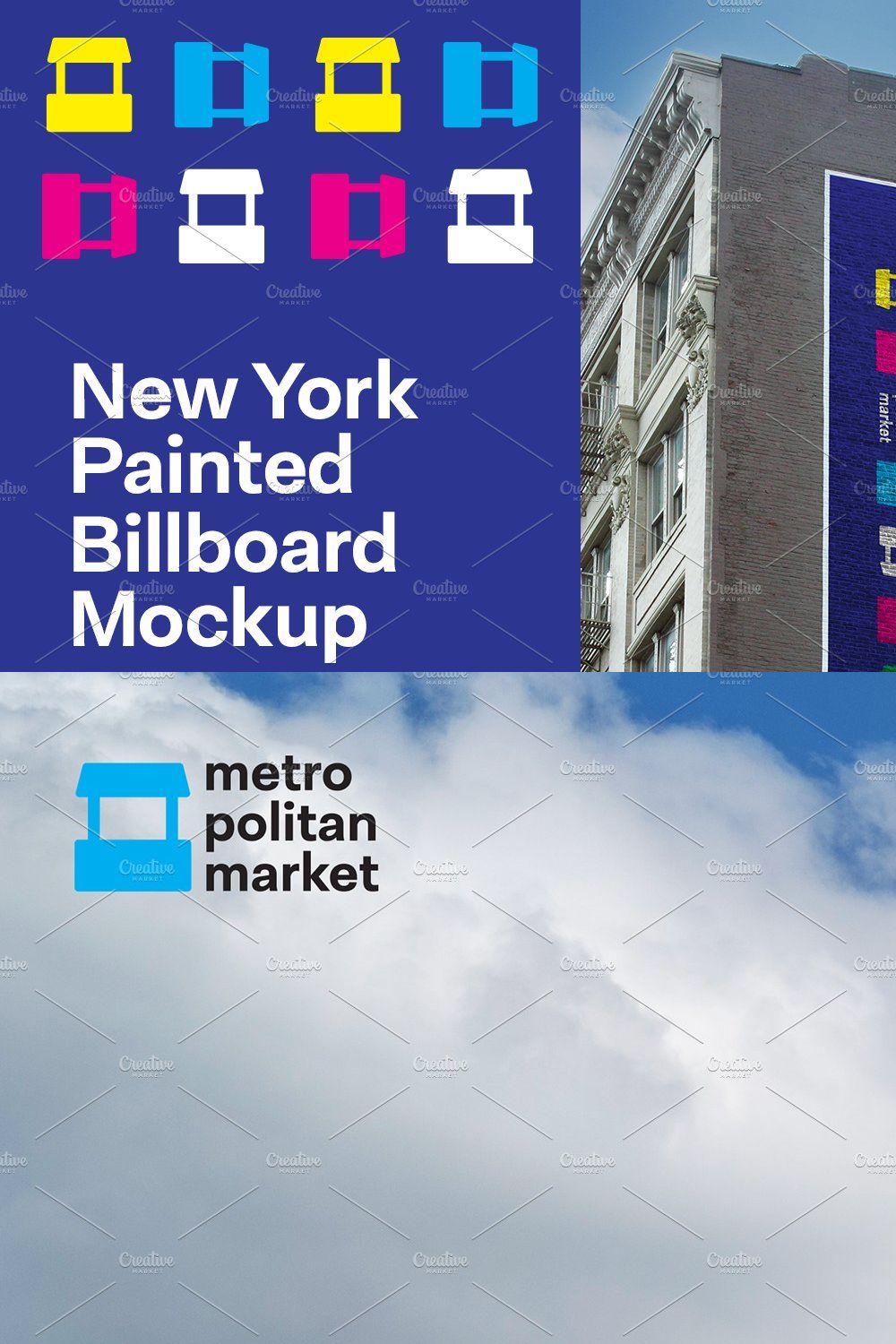 New York Painted Billboard Mockup pinterest preview image.