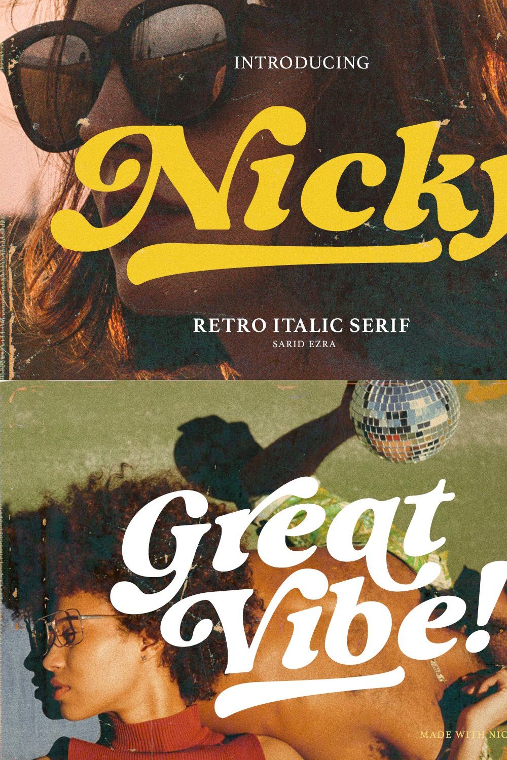 Nicky - Retro Italic Serif pinterest preview image.