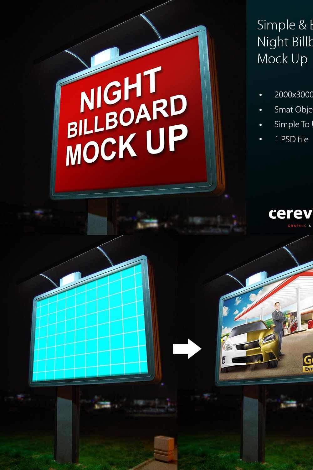 Night Billboard Mock Up pinterest preview image.