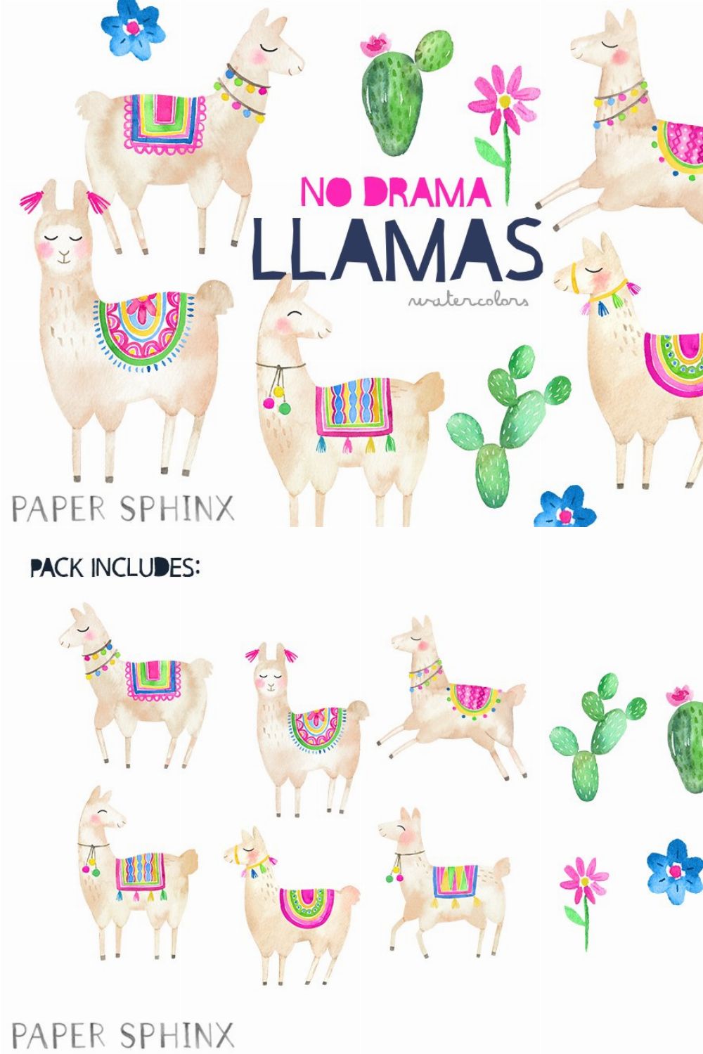 No Drama Llamas Clipart pinterest preview image.