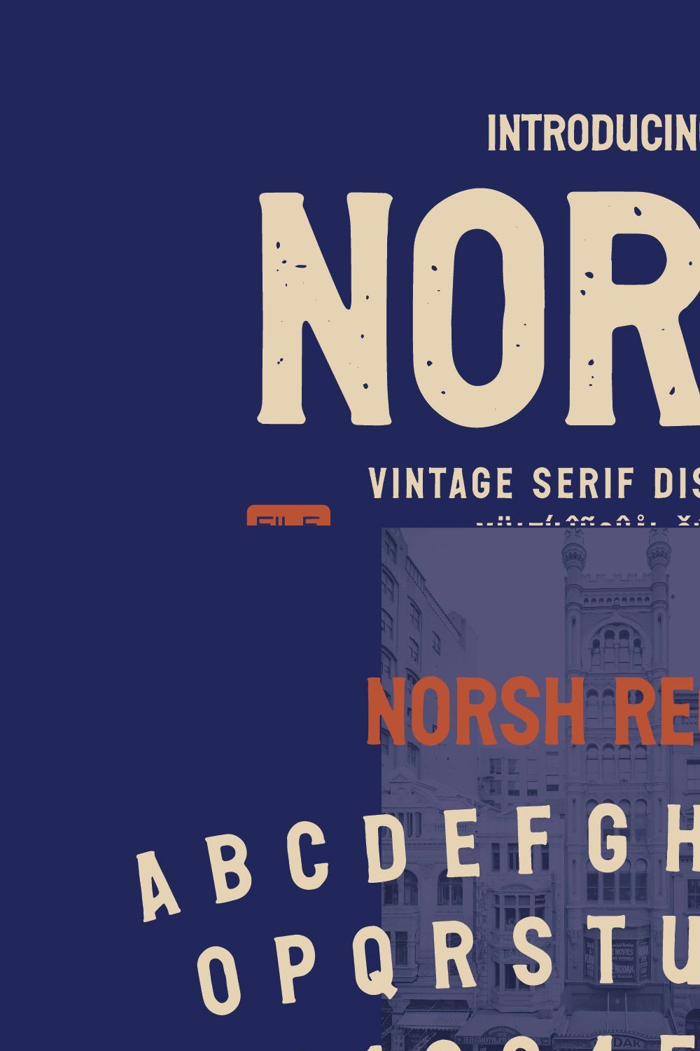 NORSH - A Vintage Display Font pinterest preview image.