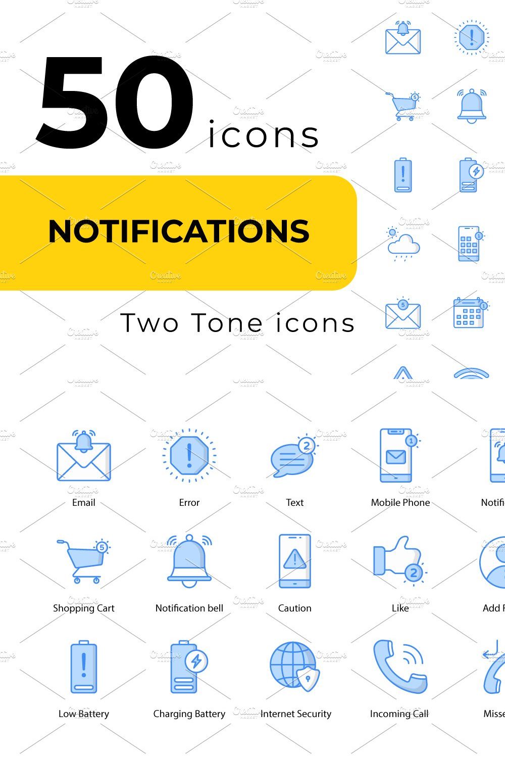 Notifications icons pinterest preview image.
