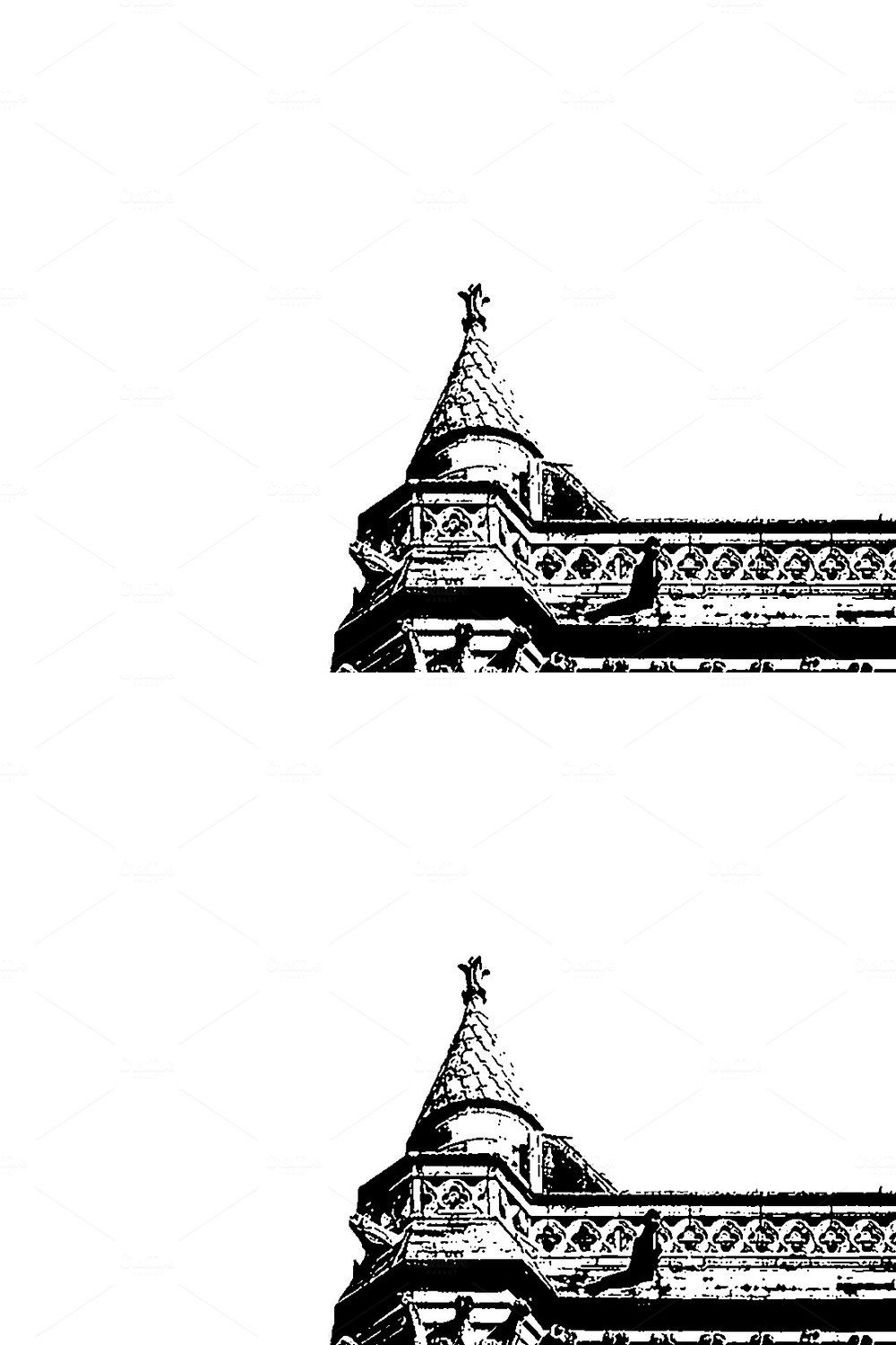 Notre Dame Church Tower Isolated Graphic pinterest preview image.