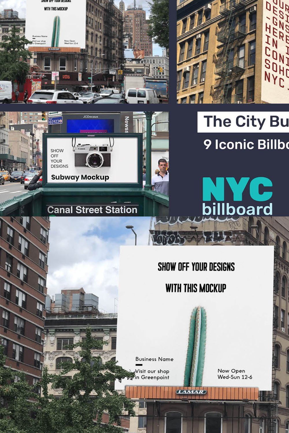 NYC Billboard Mockup Bundle pinterest preview image.