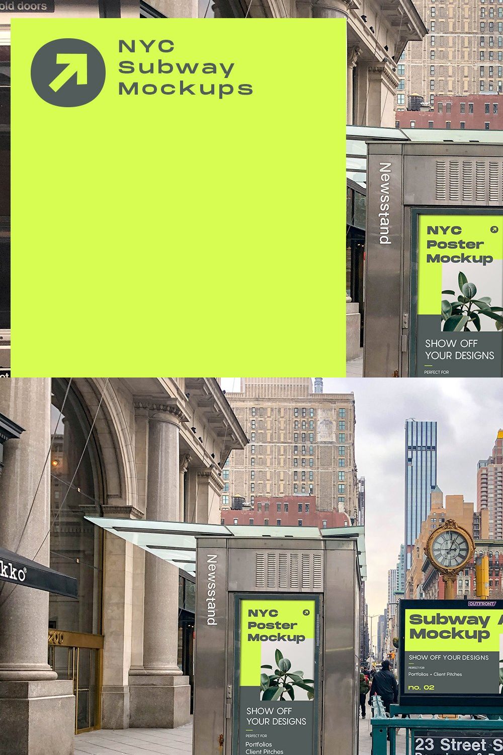 NYC Subway Billboard Mockup pinterest preview image.