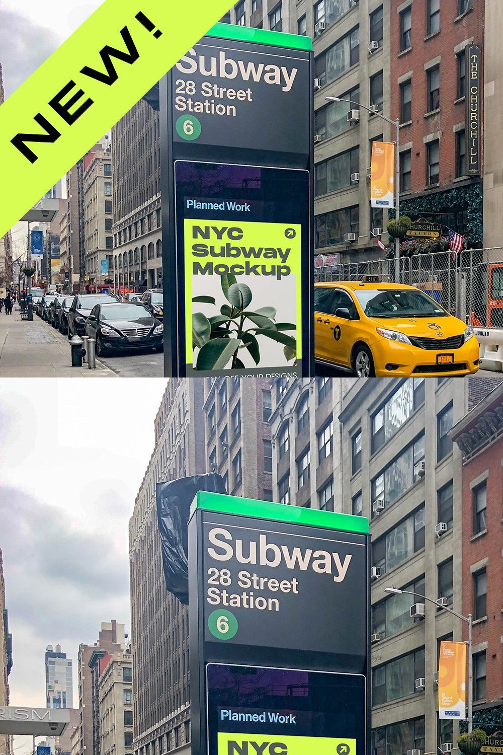 NYC Subway Billboard Mockup pinterest preview image.