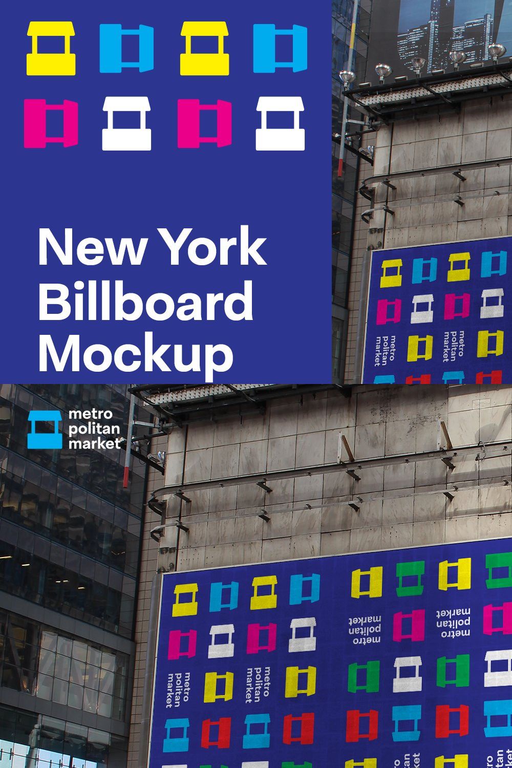 NYC Times Square Billboard Mockup pinterest preview image.