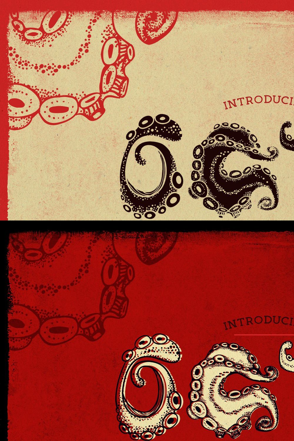 Octo - A hand lettering Octopus font pinterest preview image.