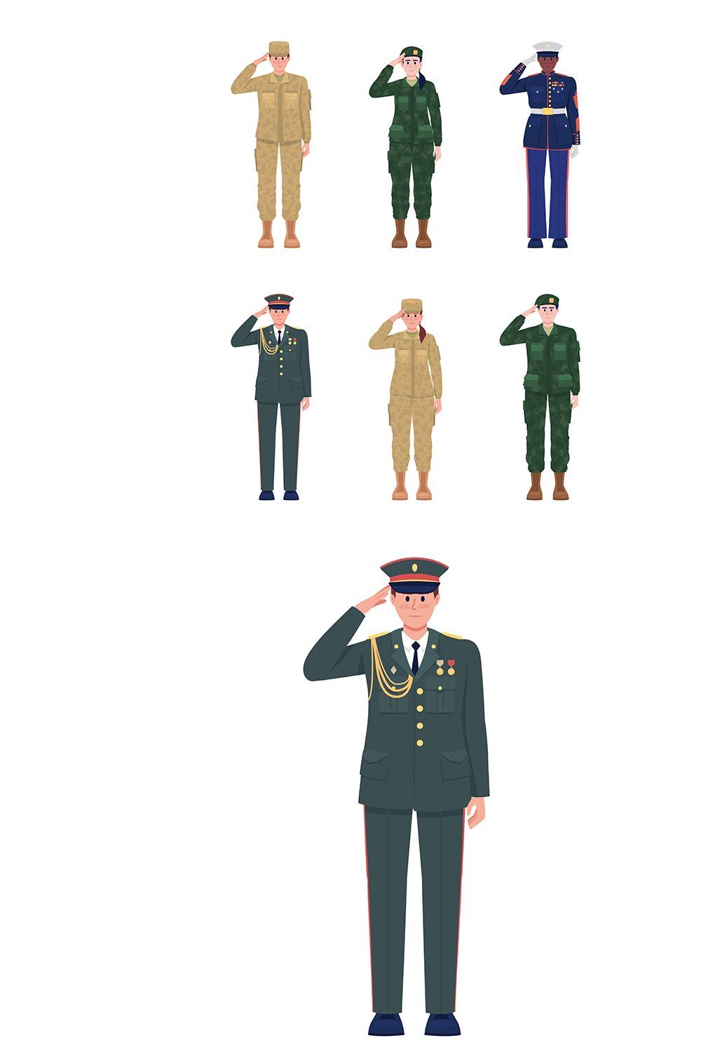 Officers in uniforms flat characters pinterest preview image.