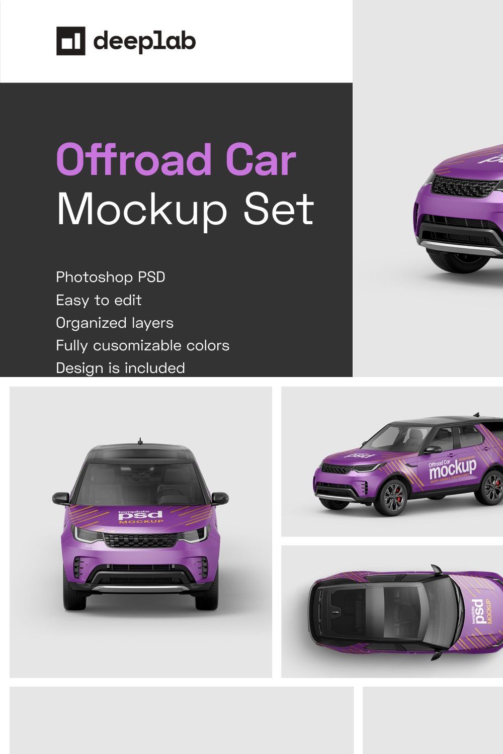 Offroad Car Mockup Set pinterest preview image.