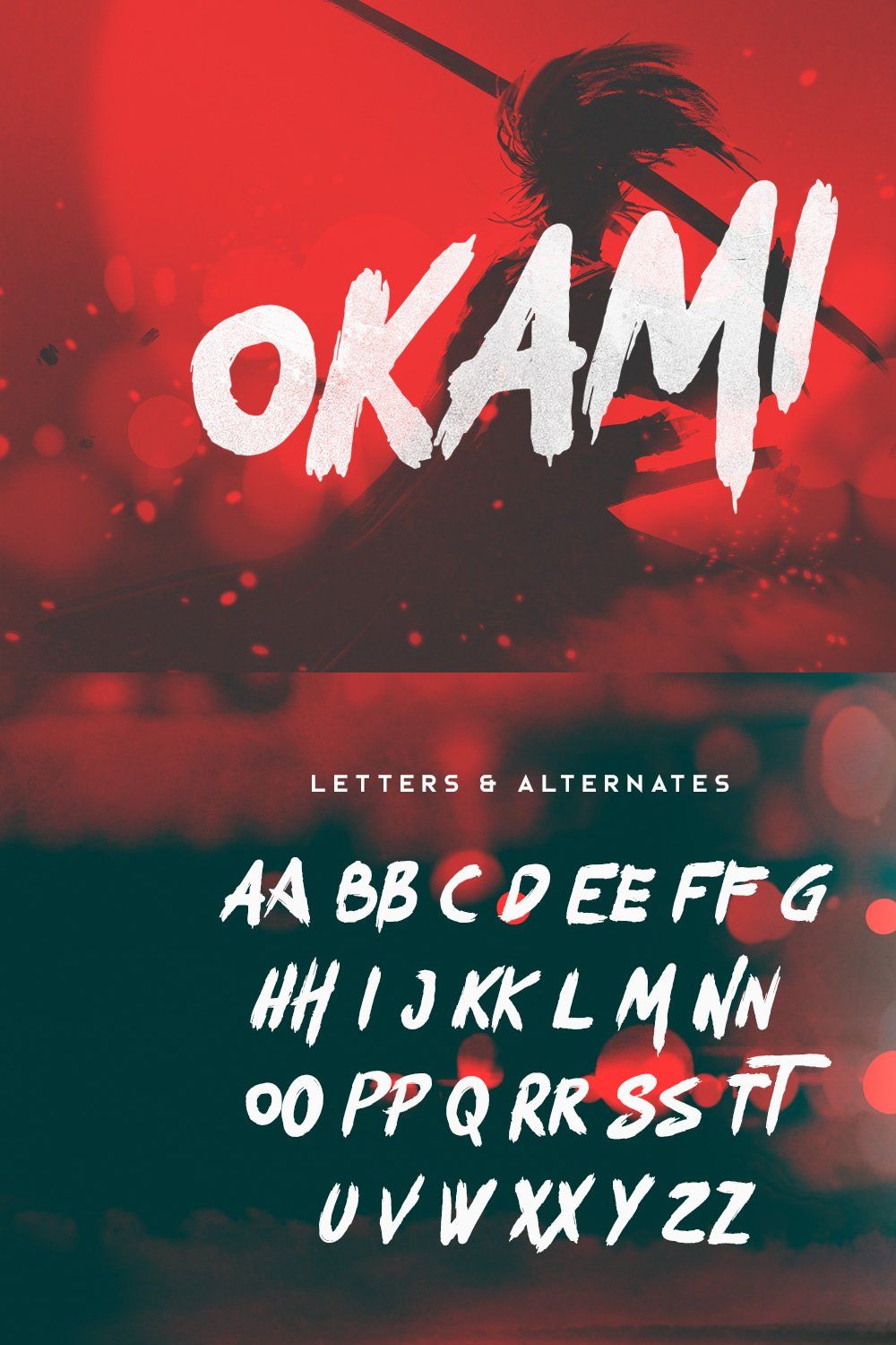 Okami - Brush Font pinterest preview image.