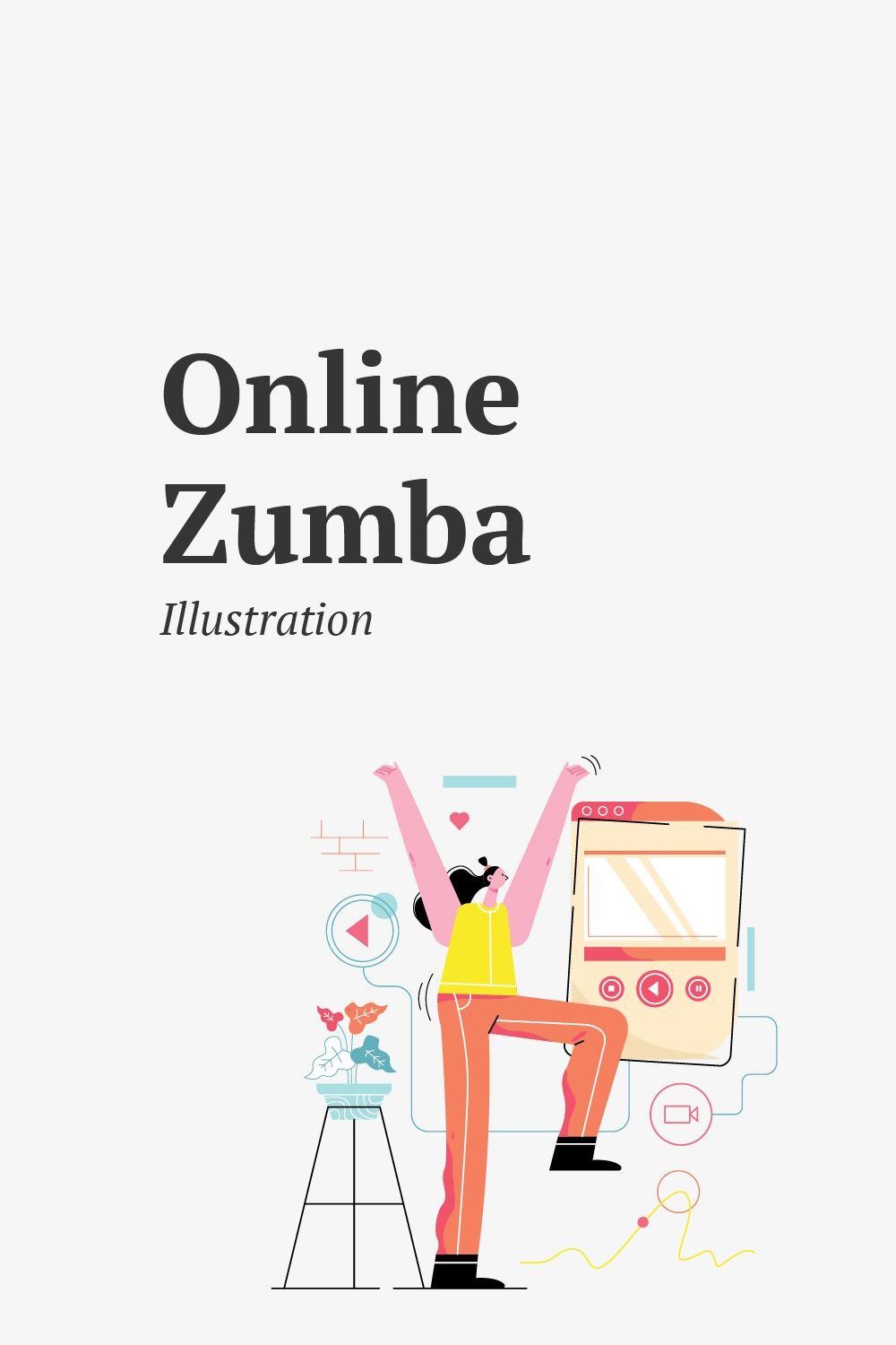 Online Zumba Illustration pinterest preview image.