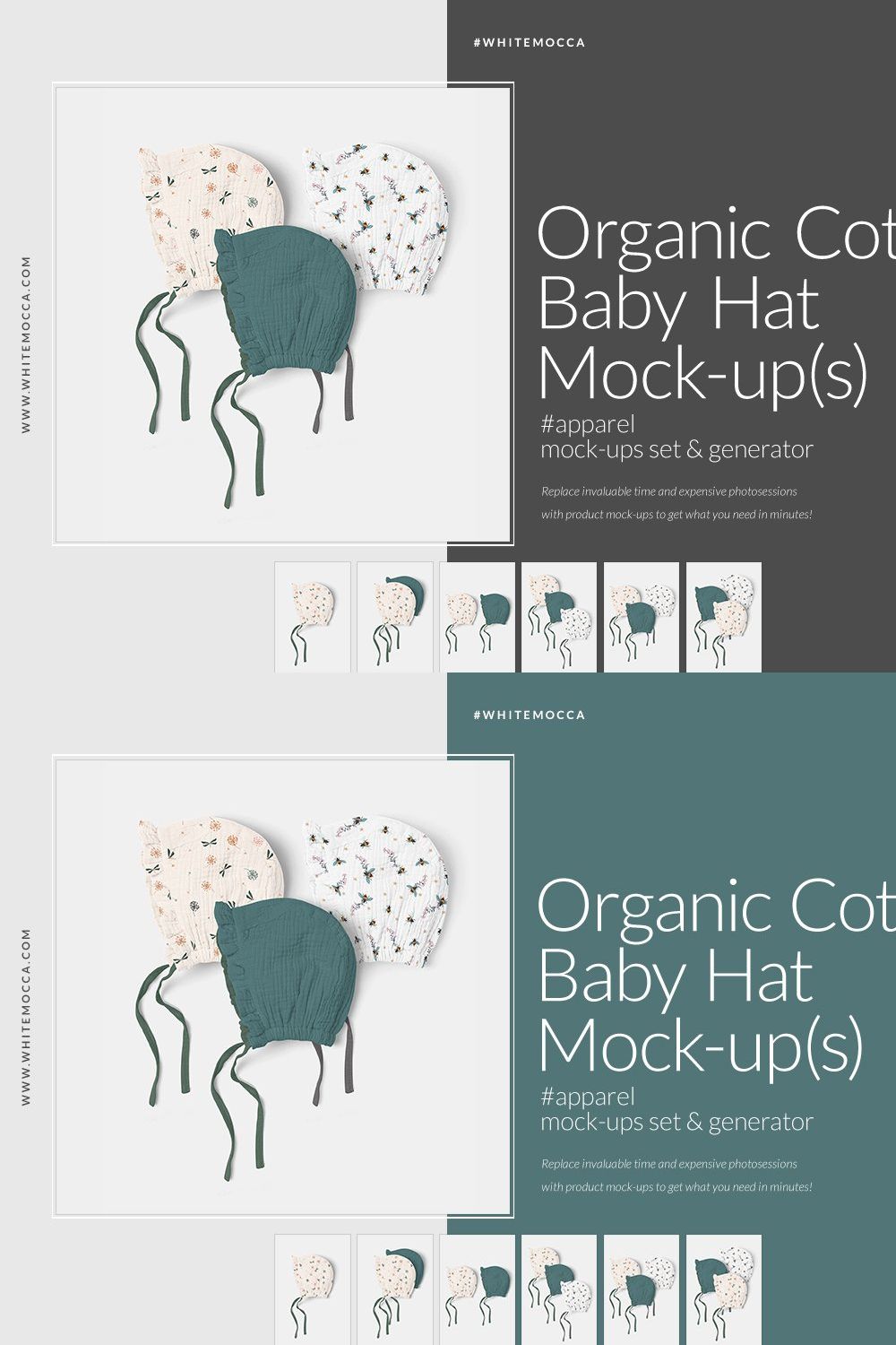 Organic Cotton Baby Hat Mock-ups Set pinterest preview image.