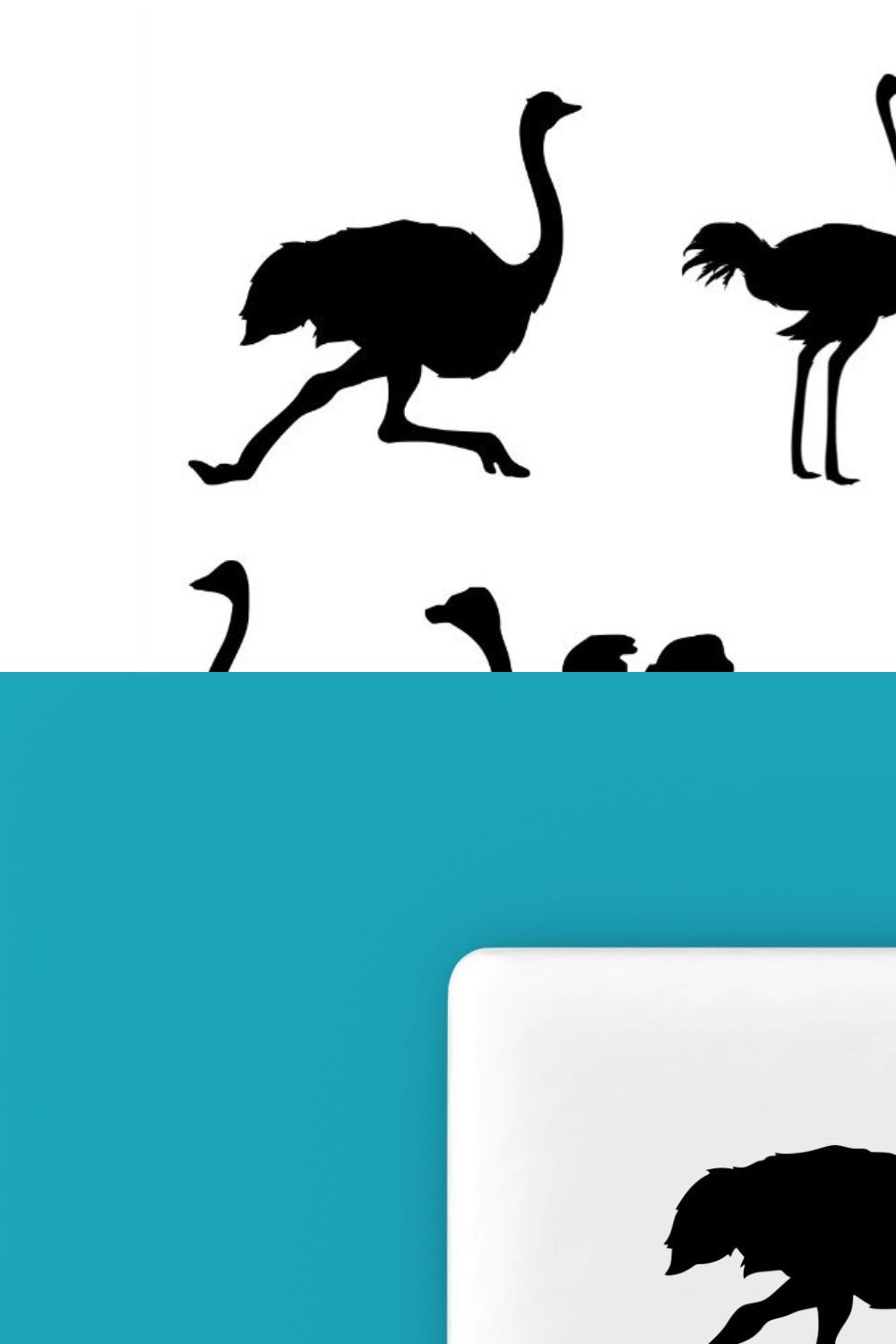 Ostrich Silhouette pinterest preview image.