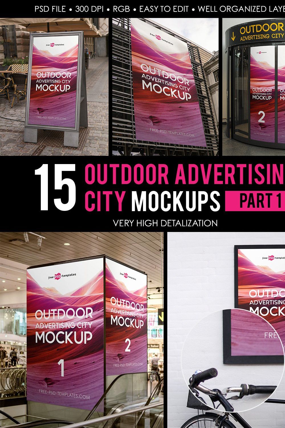Outdoor Advertising City Mock-Up V1 pinterest preview image.