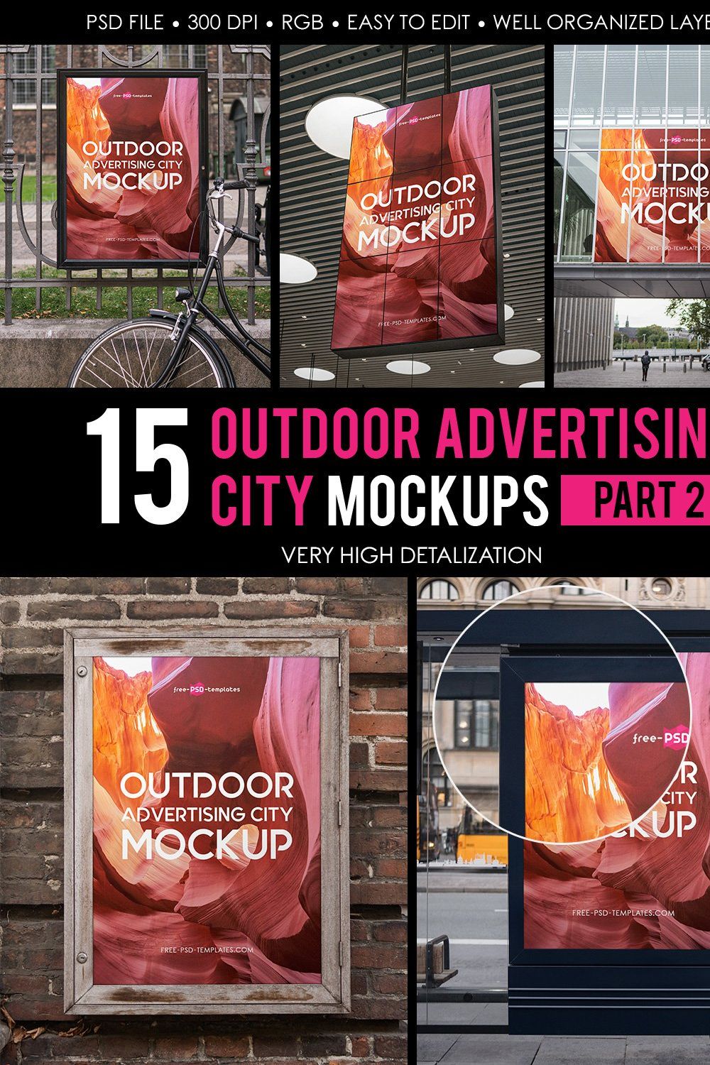 Outdoor Advertising City Mock-Up V2 pinterest preview image.
