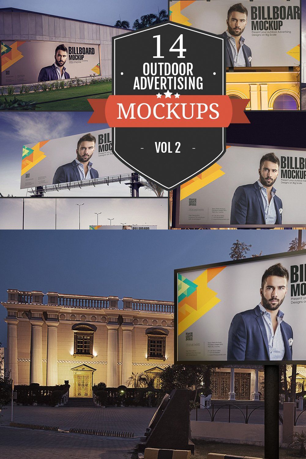 Outdoor Advertising Mockup Vol. 2 pinterest preview image.