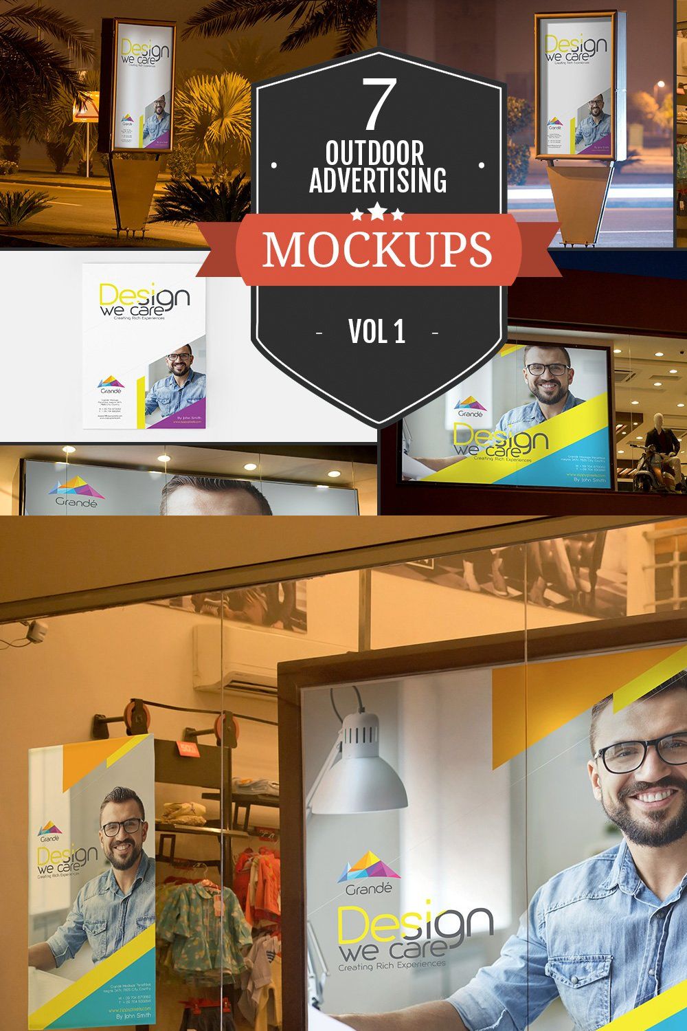 Outdoor Advertising Mockups Vol. 1 pinterest preview image.