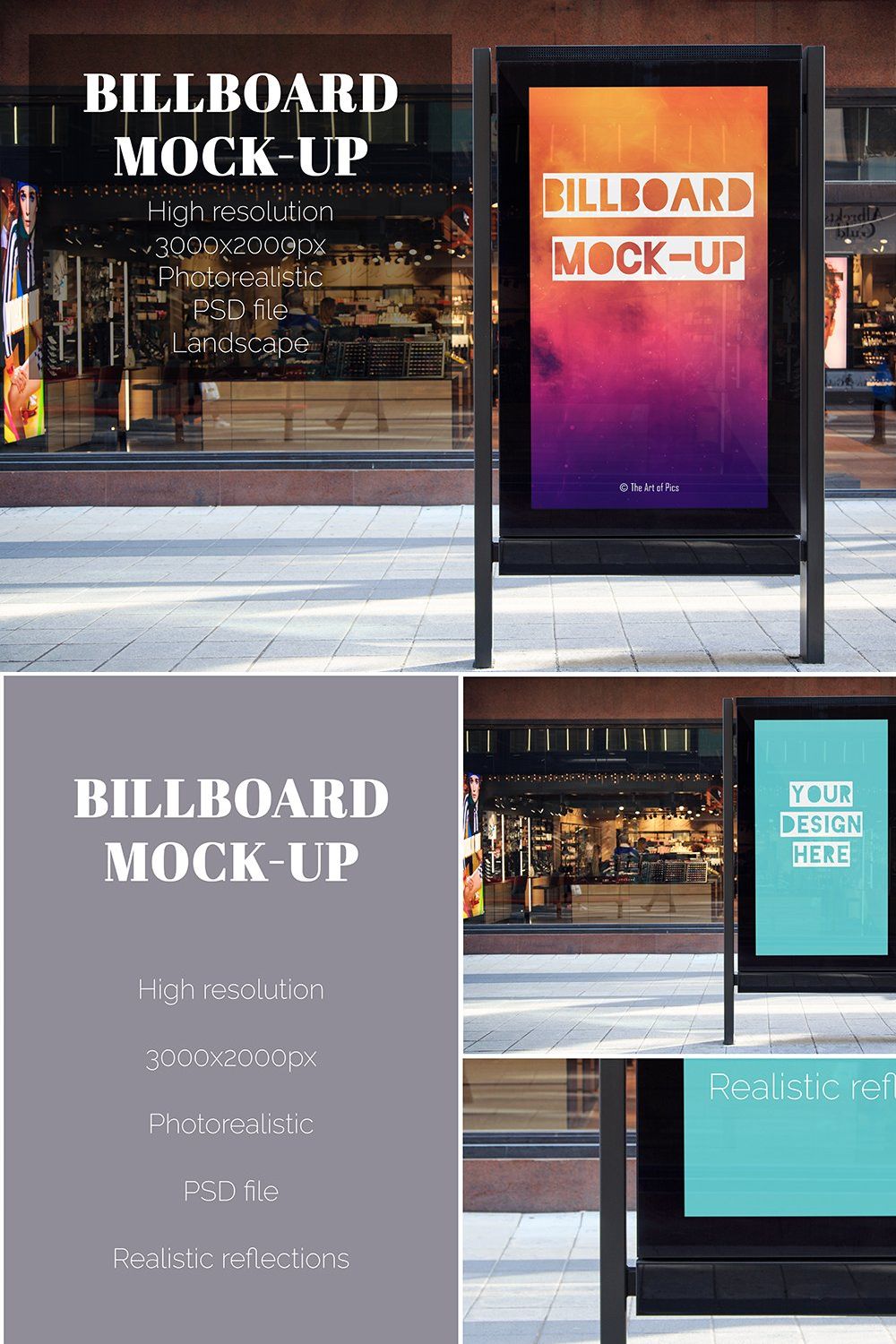 Outdoor Billboard MockUp pinterest preview image.