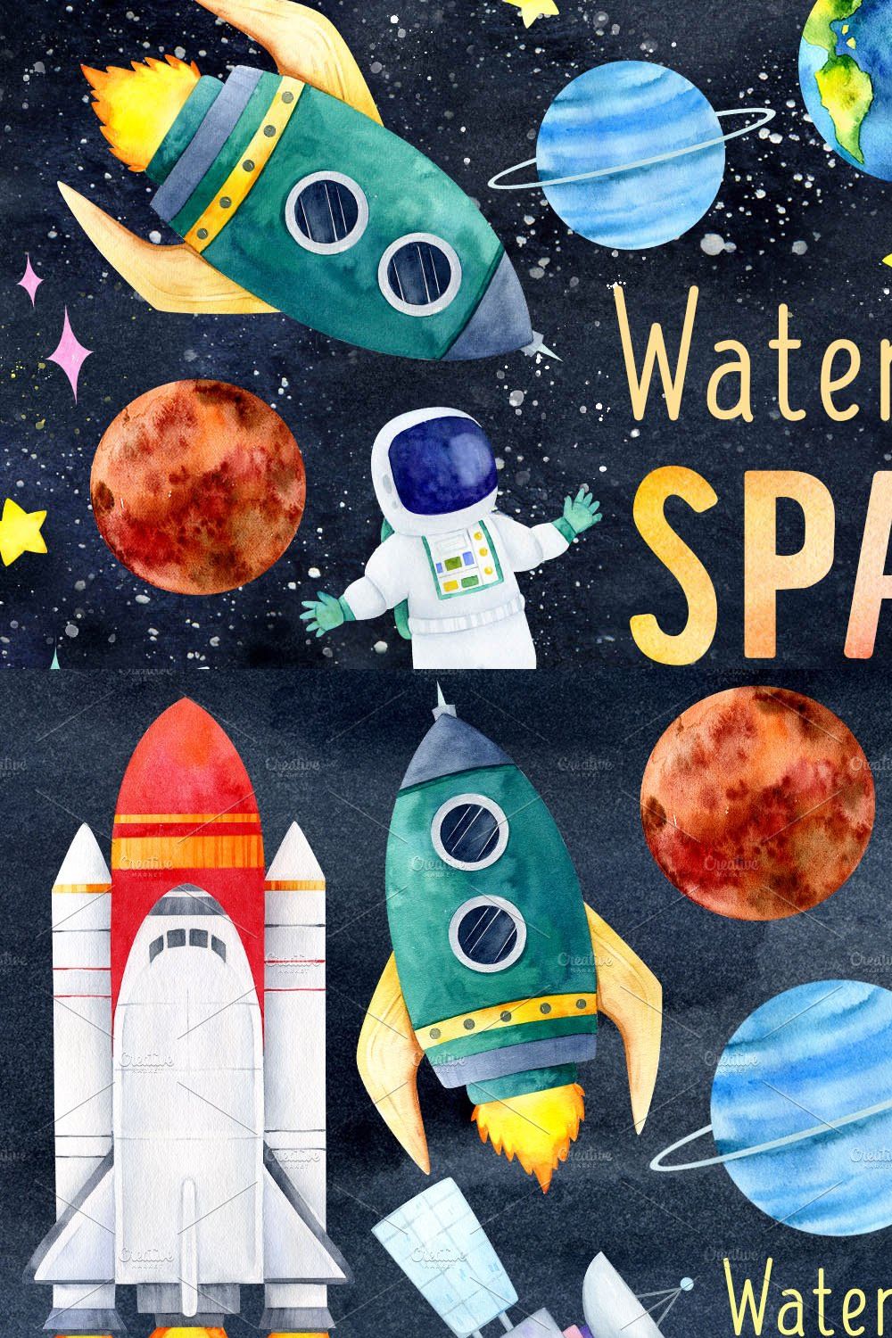 Outer Space clipart Solar System set pinterest preview image.