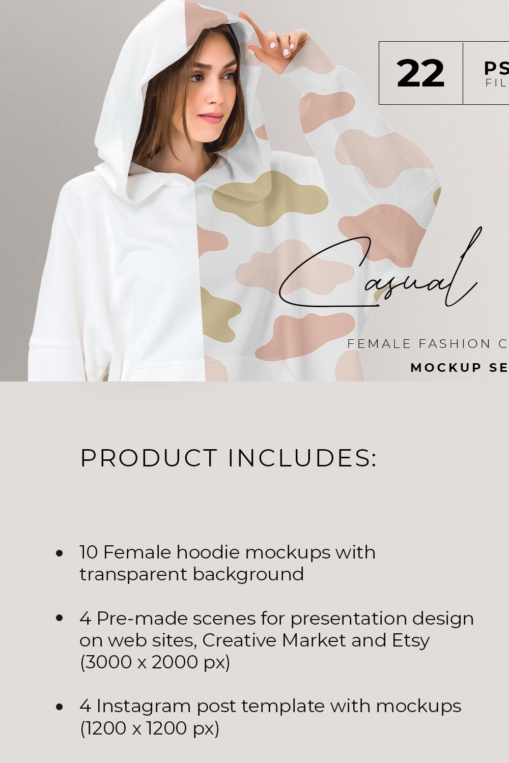 Oversize Hoodie Mockup Templates pinterest preview image.
