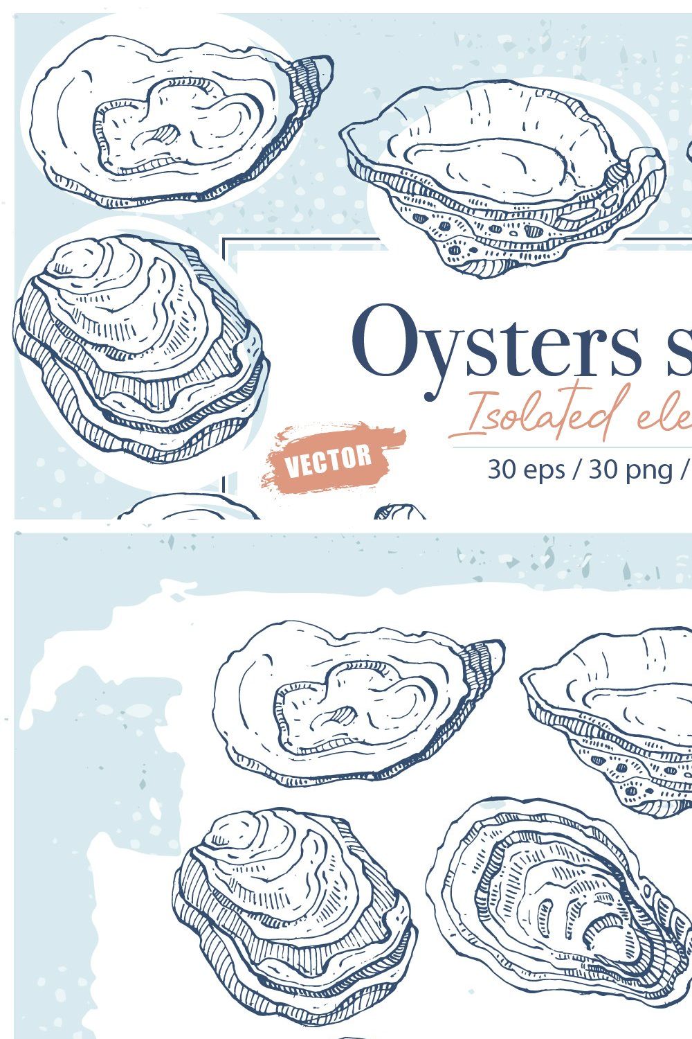 Oysters sketch ink drawing pinterest preview image.