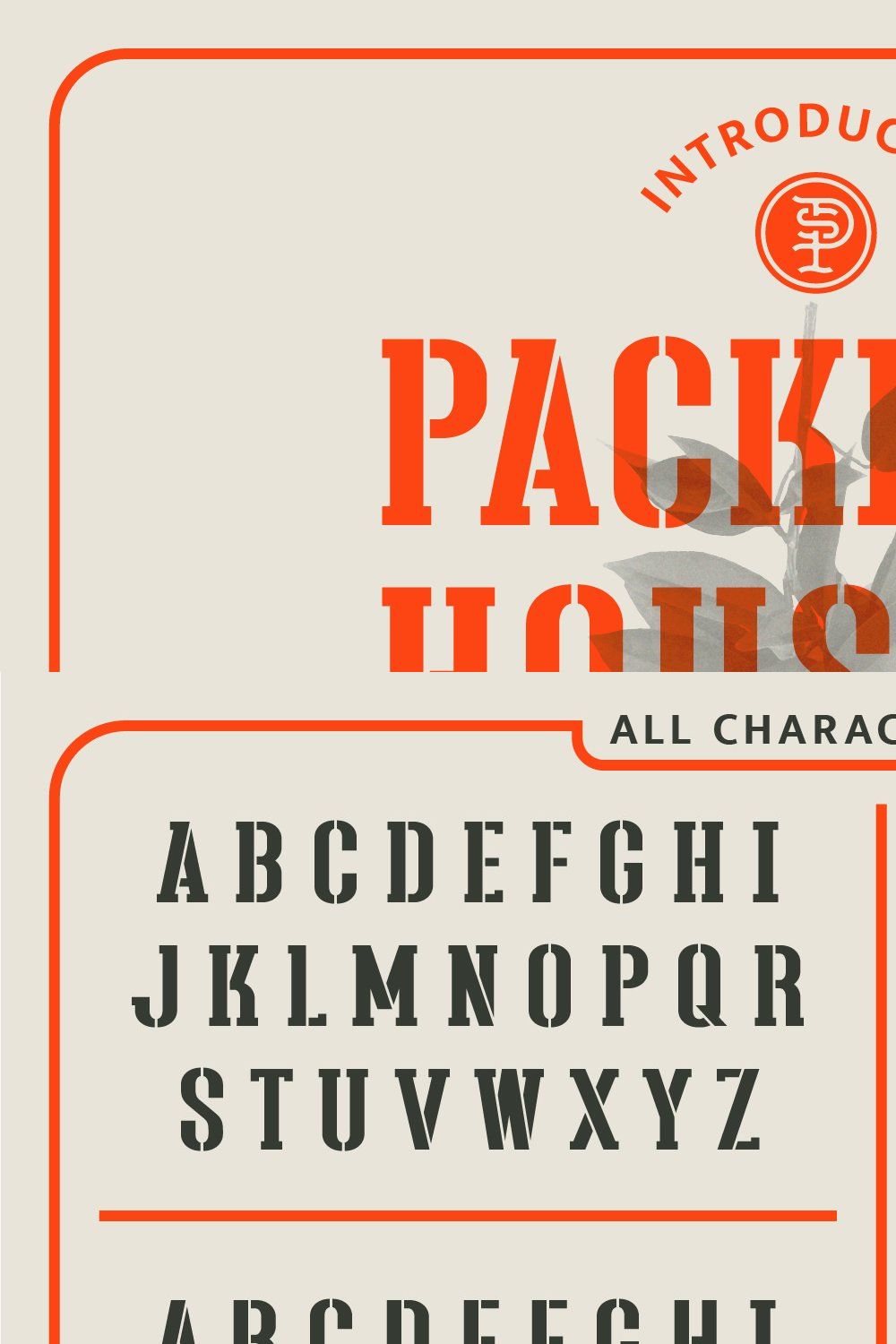 Packing House - Stencil Display Font pinterest preview image.