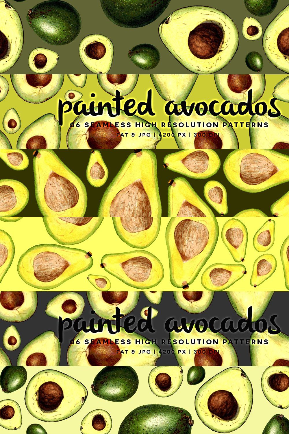 Painted Avocados pinterest preview image.