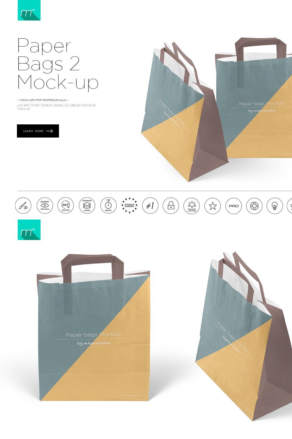 Paper Bags 2 Mock-up pinterest preview image.