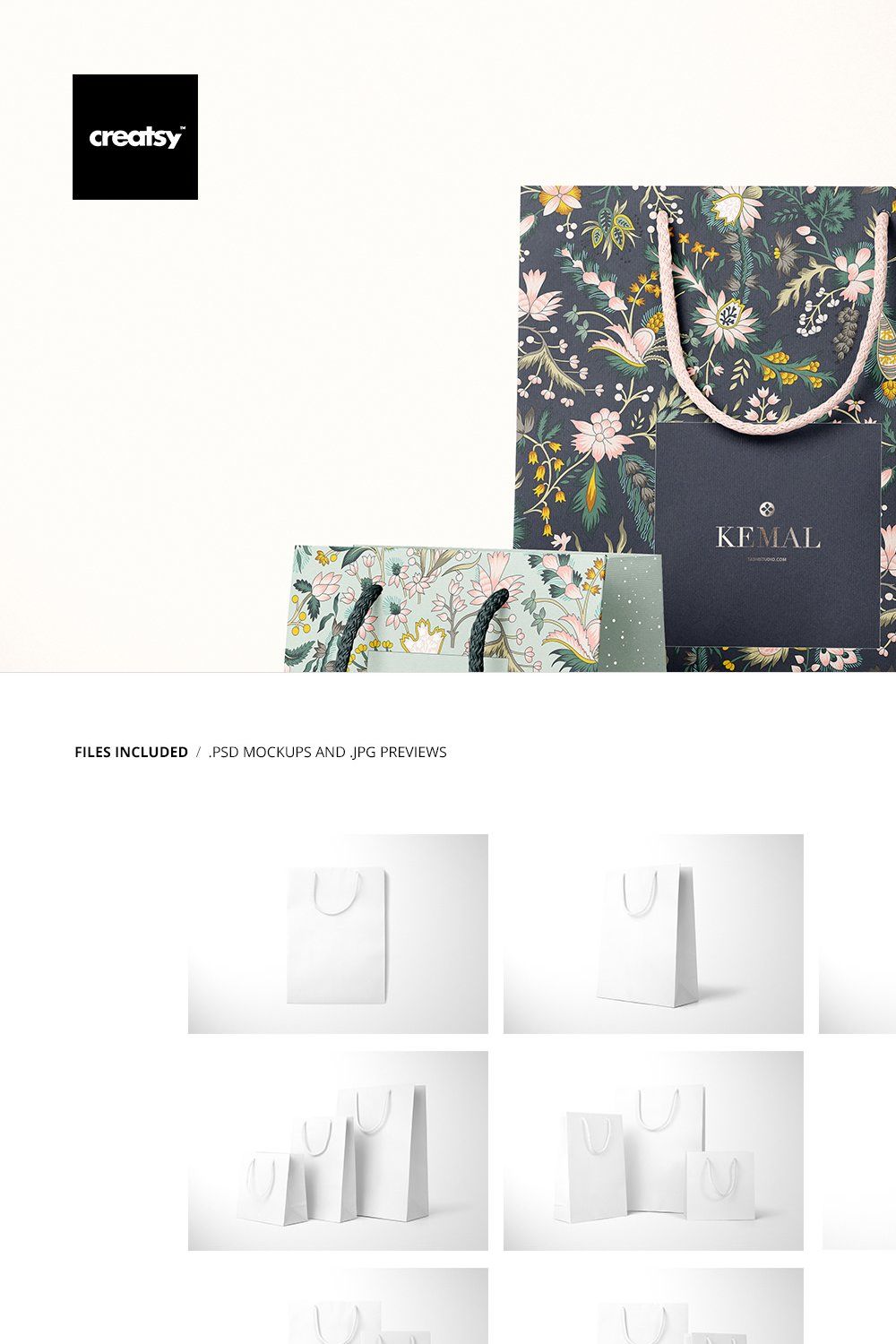 Paper Bags Mockup Set pinterest preview image.