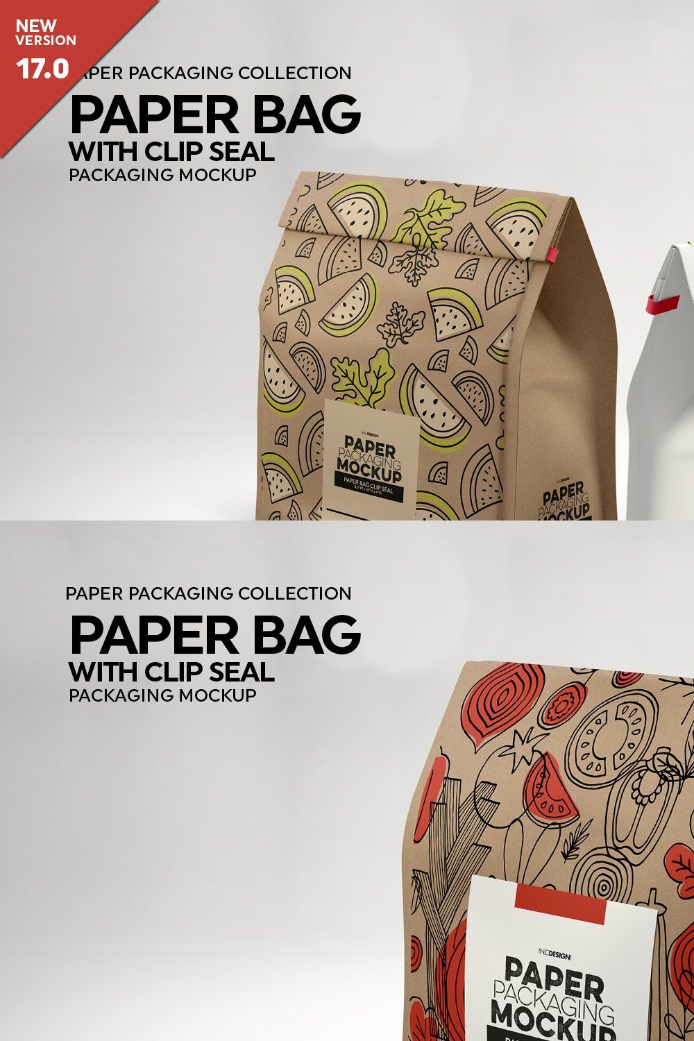 Paper Bags with Clip Seal Mockup pinterest preview image.