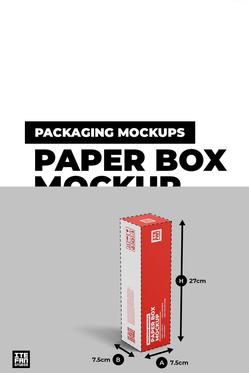 Paper Box Mockup pinterest preview image.
