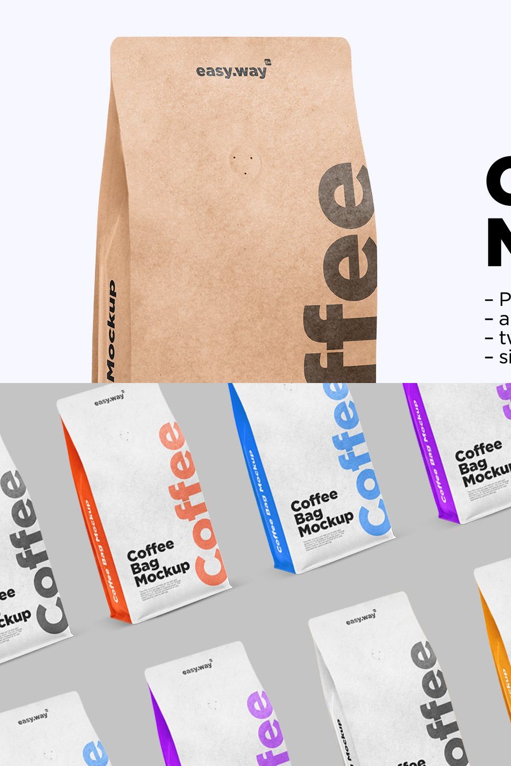 Paper Coffee Bag Mockup pinterest preview image.