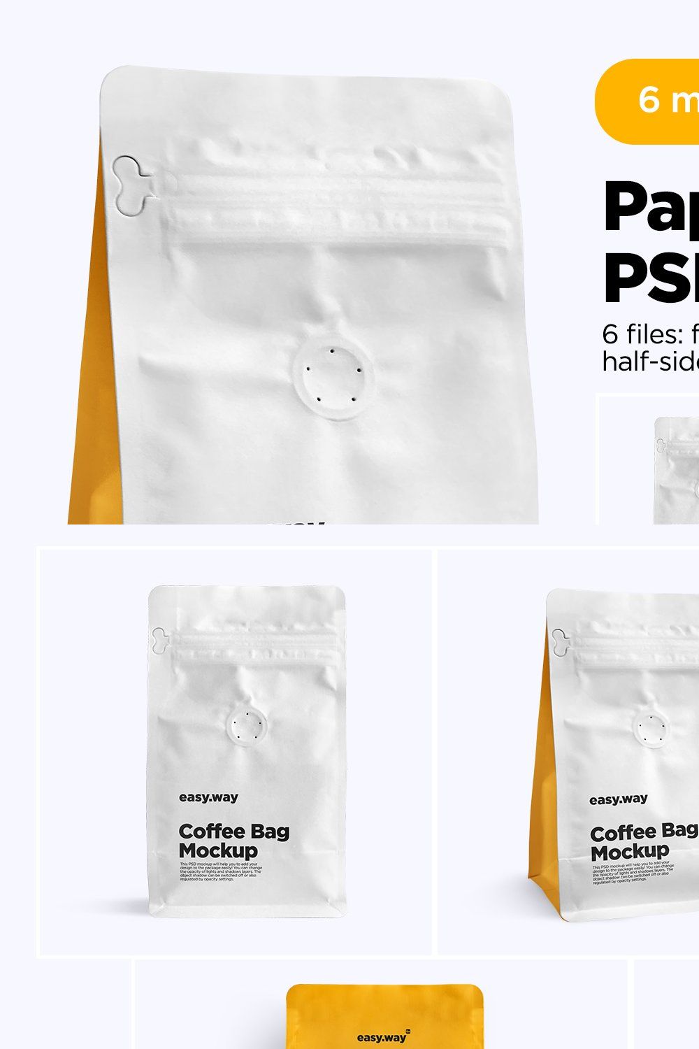 Paper Coffee Bag PSD Mockups Set pinterest preview image.