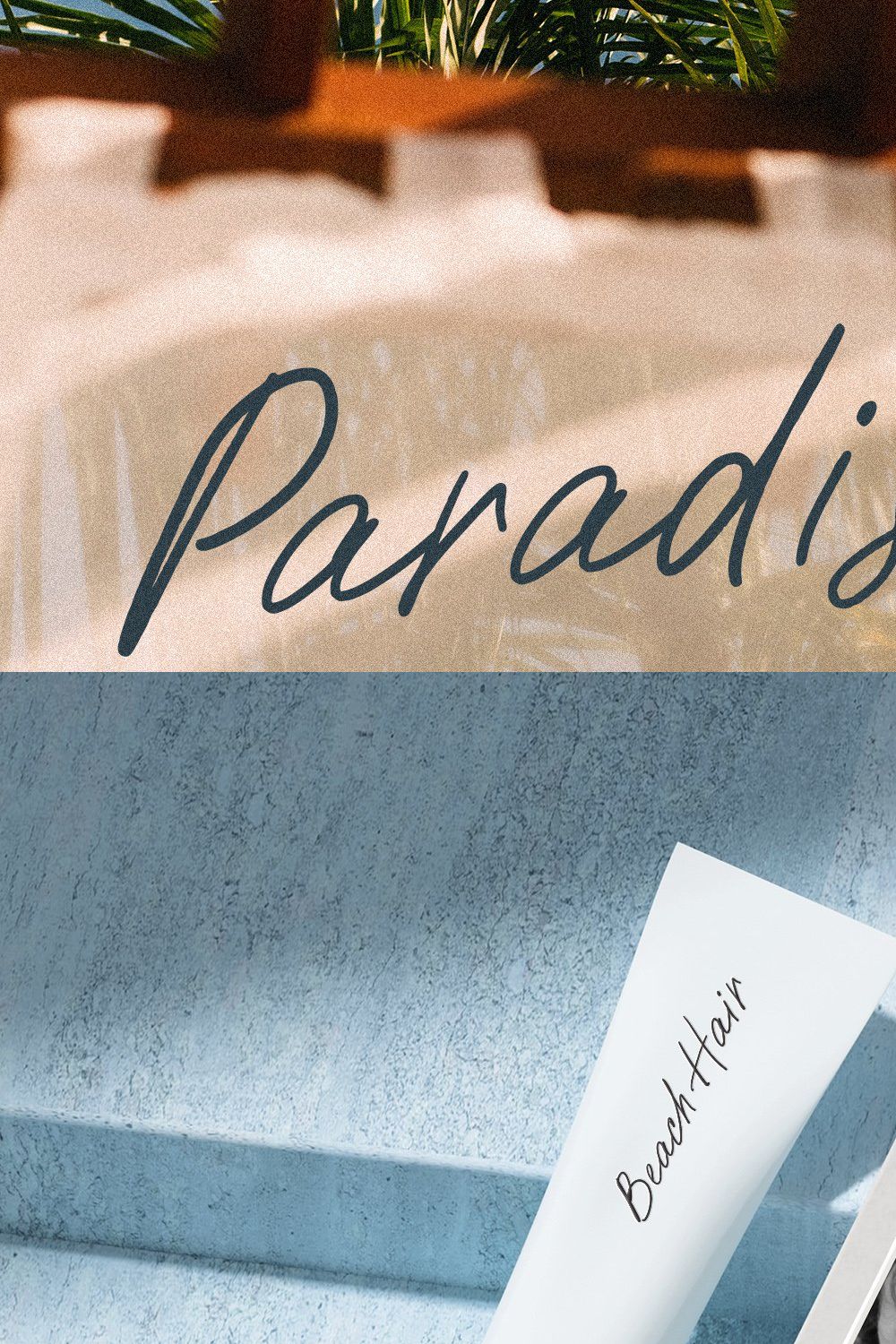 Paradise beach script font textured pinterest preview image.