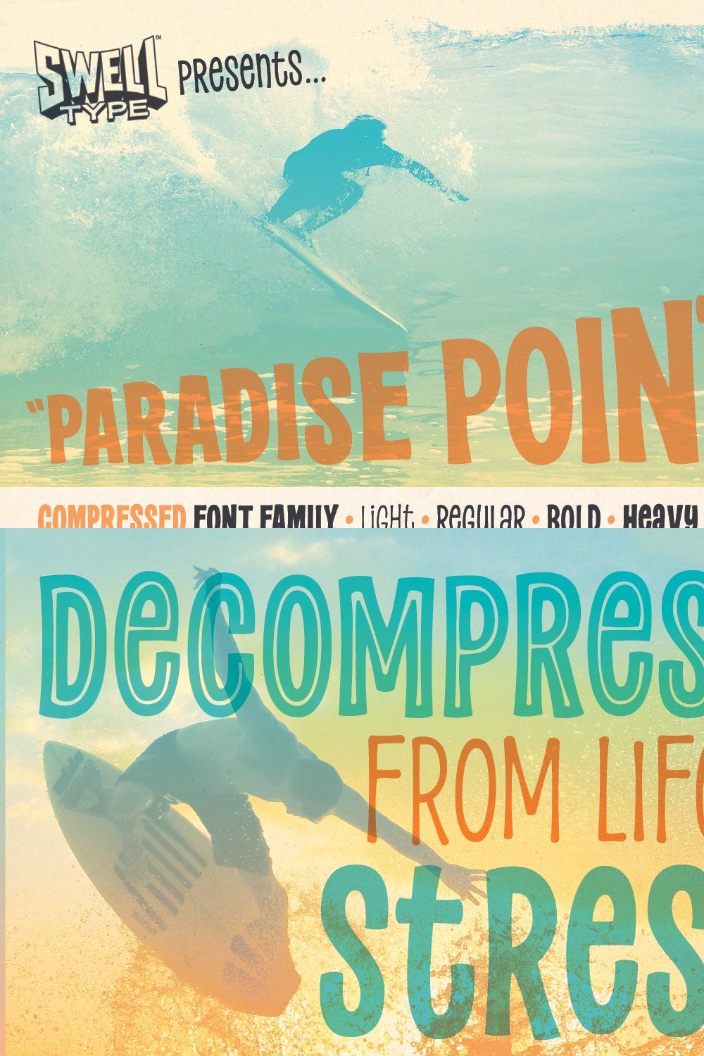 Paradise Point Compressed surf font pinterest preview image.