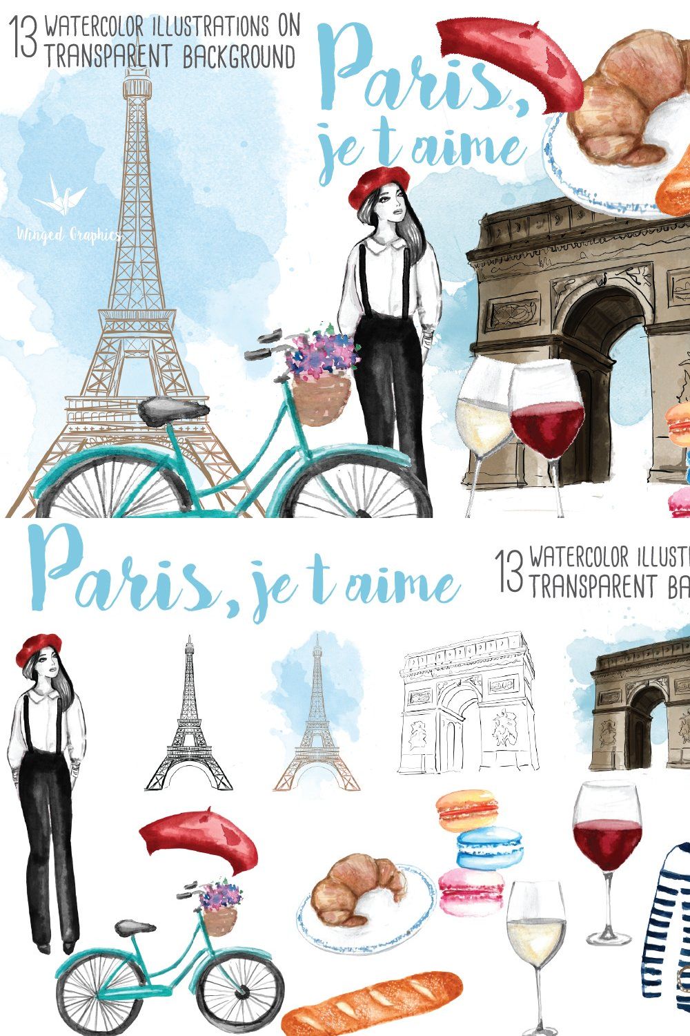 Paris/ France illustrations pinterest preview image.