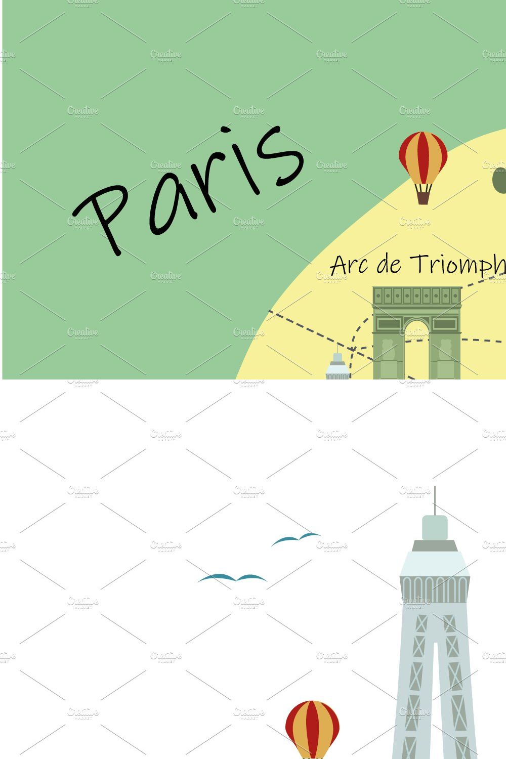 Paris map and vectors pinterest preview image.
