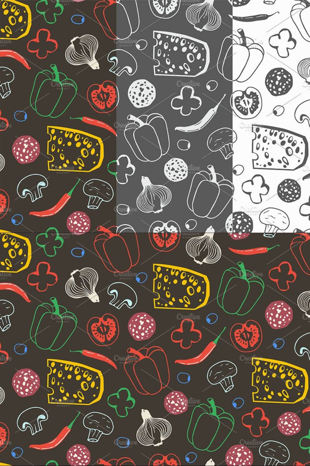 pattern ingredients for pizza pinterest preview image.