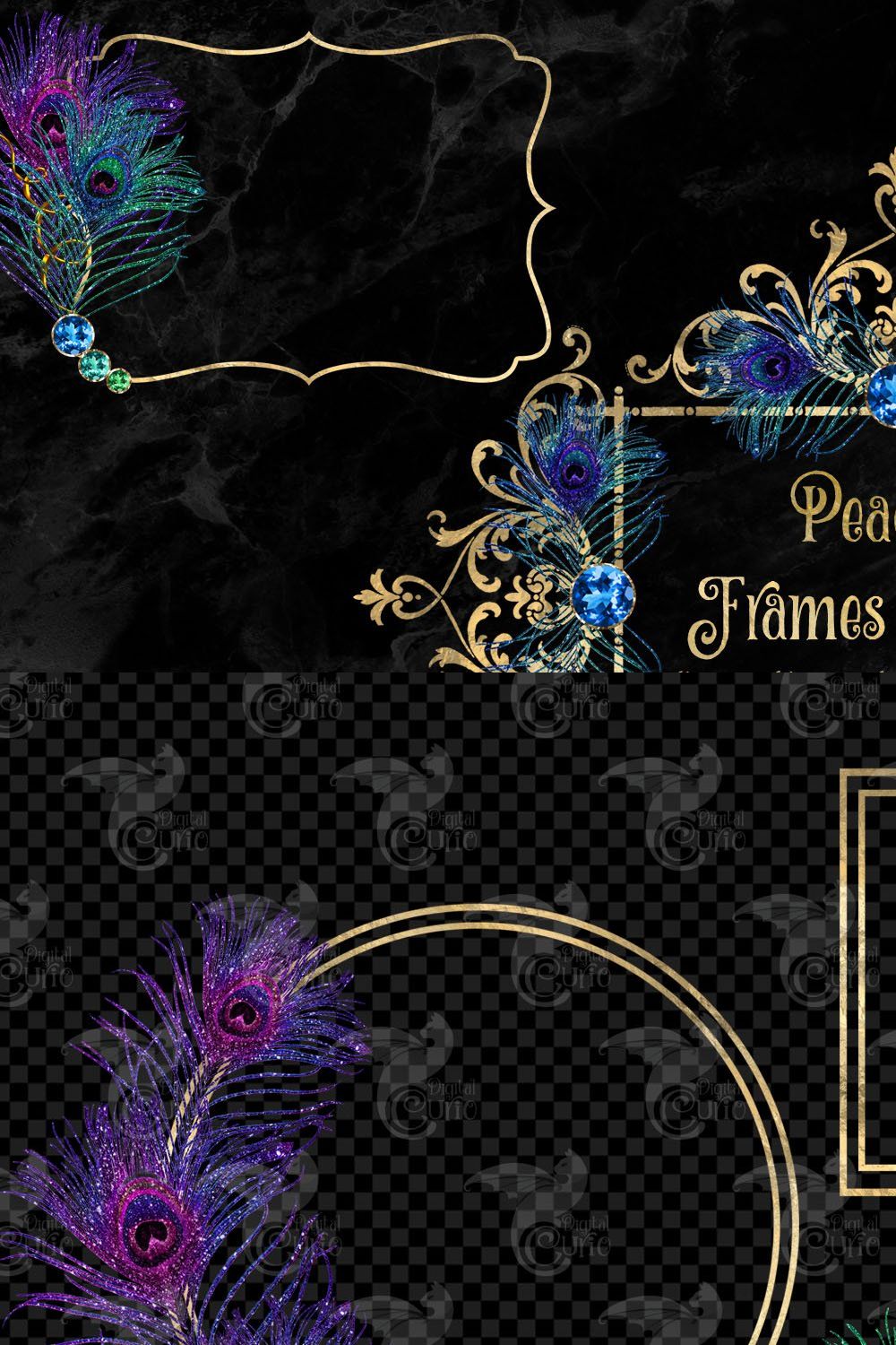 Peacock Frames Clipart pinterest preview image.