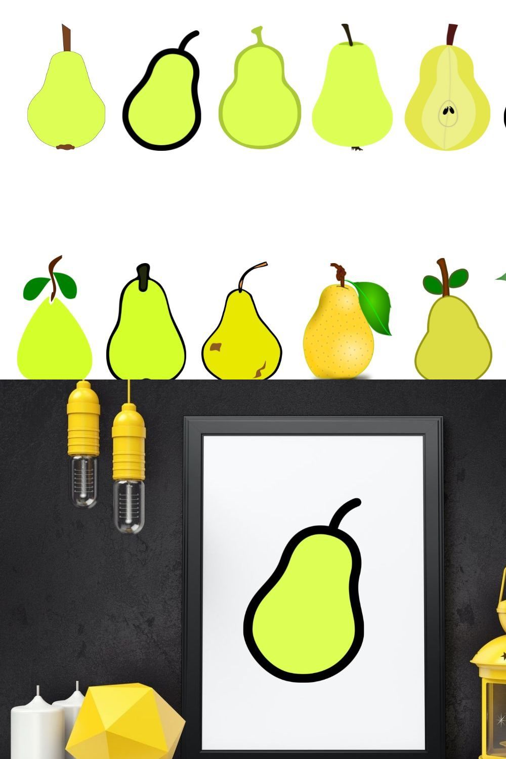 Pear Clipart and Vector pinterest preview image.