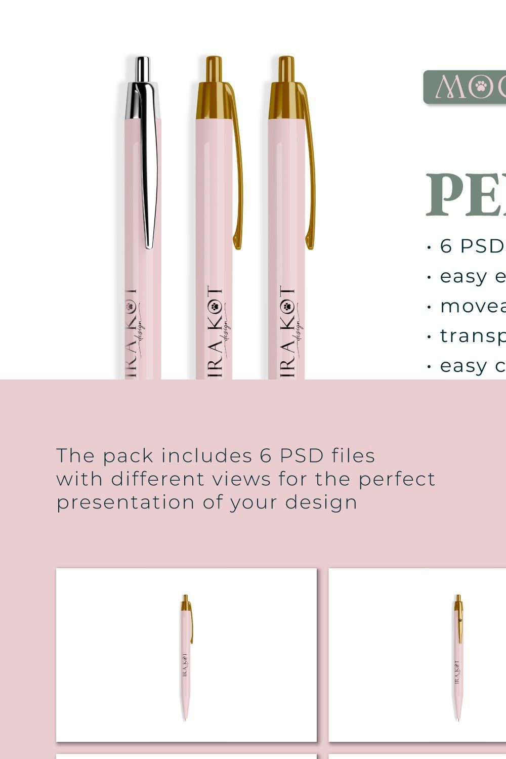 Pen PSD MOCKUP SET pinterest preview image.