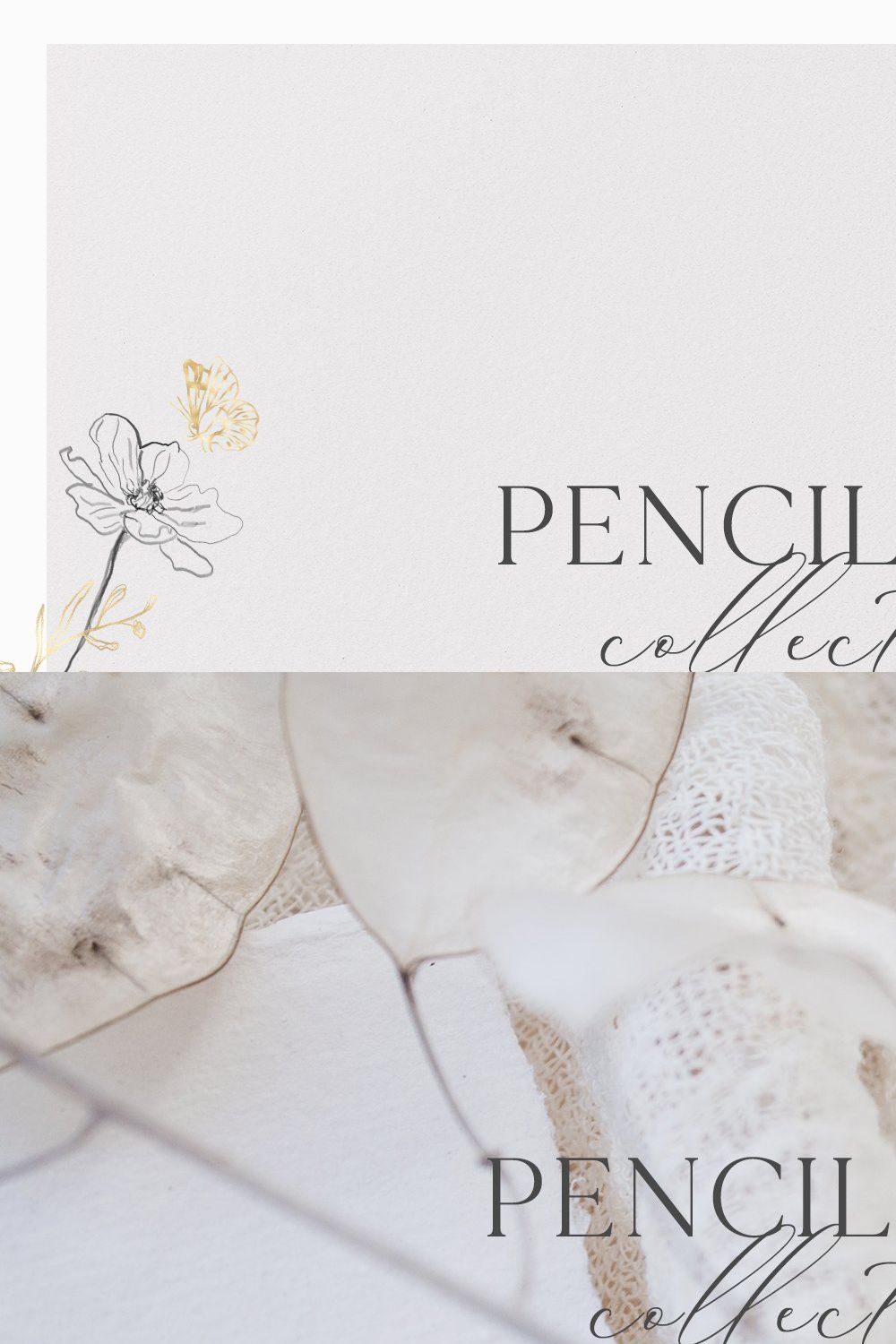 PENCIL ART- Floral line collection pinterest preview image.